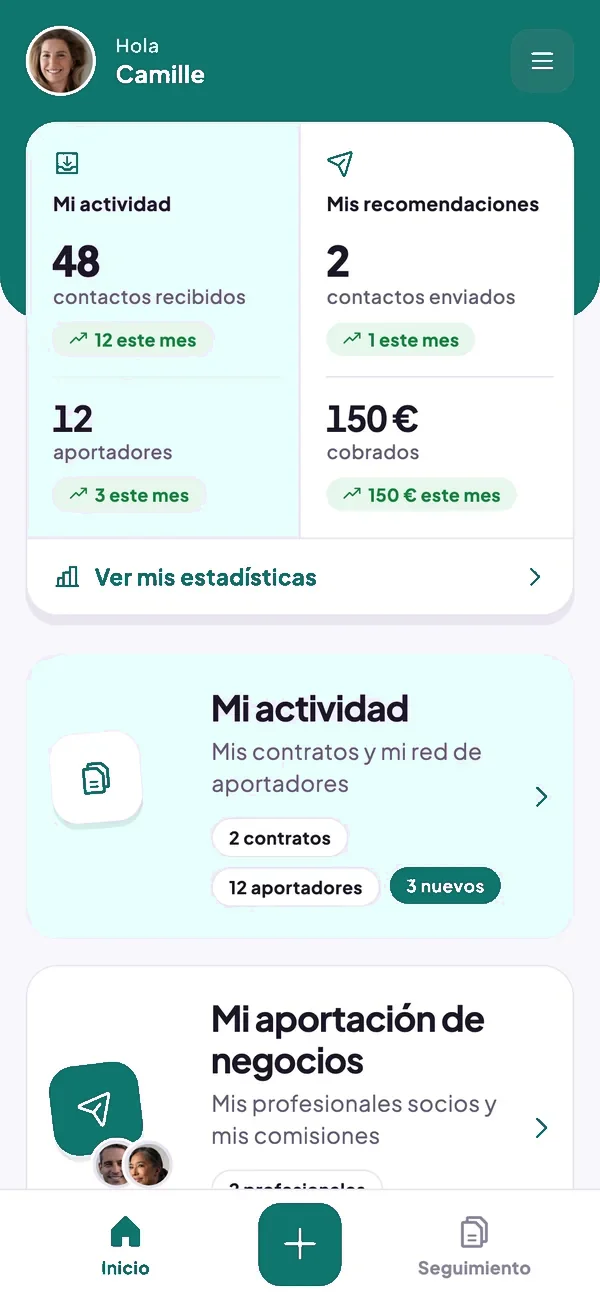 La misma aplicación con los colores de una marca
