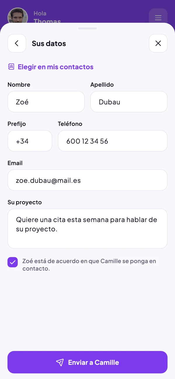 Formulario para recomendar un cliente en la aplicación Referaly