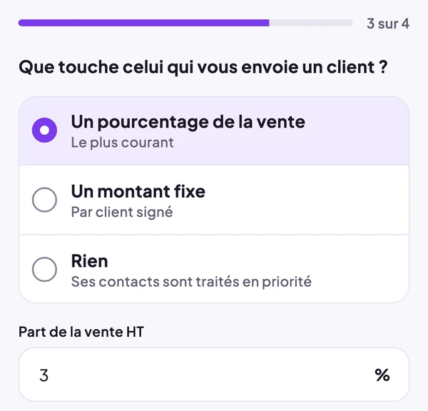 Que touche celui qui vous envoie un client ? Un pourcentage de la vente, un montant fixe ou rien