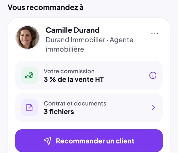 Accueil de l'apporteur : sa commission de 3 % et le contrat avec 3 documents